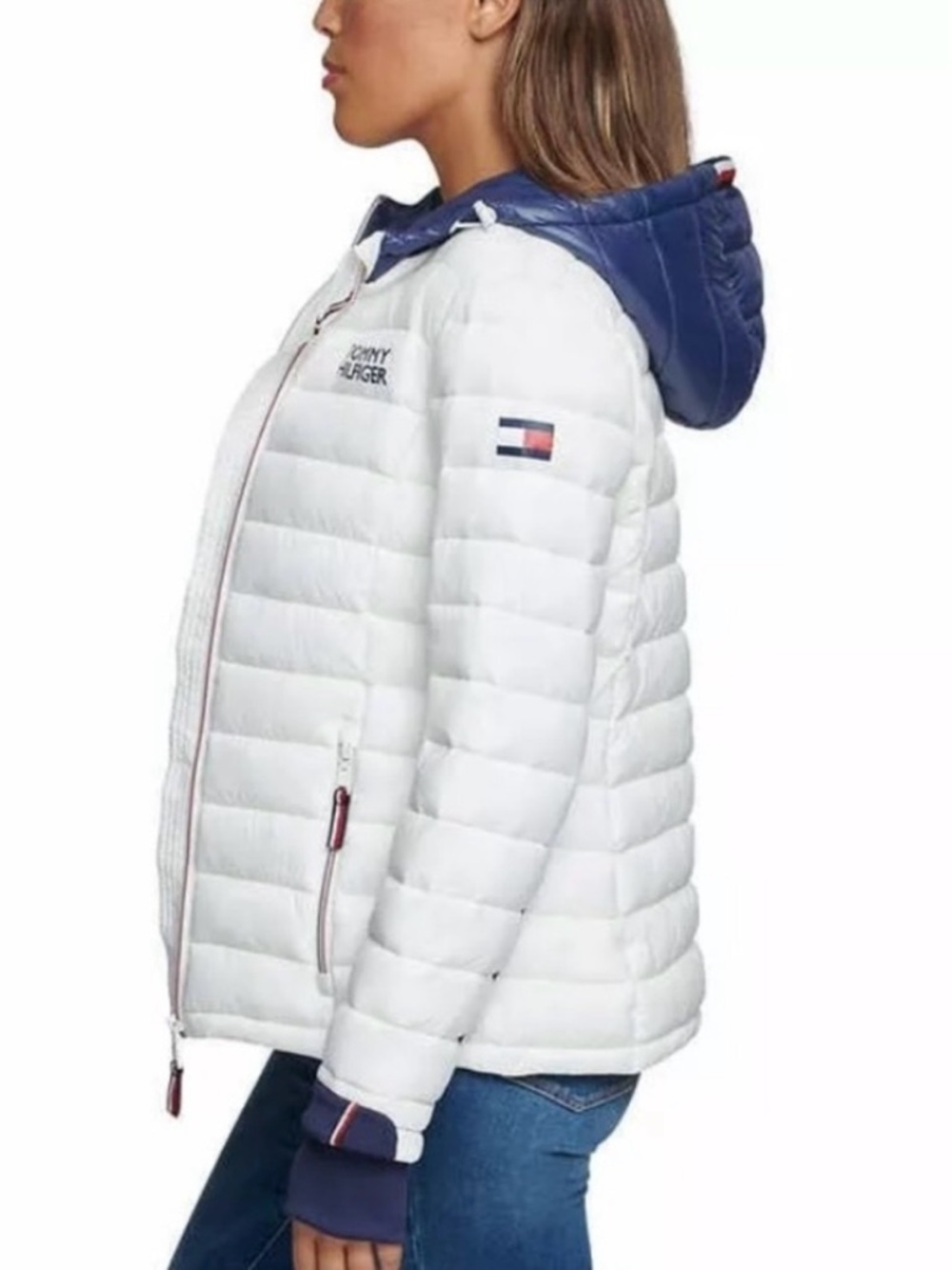 Tommy Hilfiger Packable Puffer Jacket Hooded Lightweight Preppy